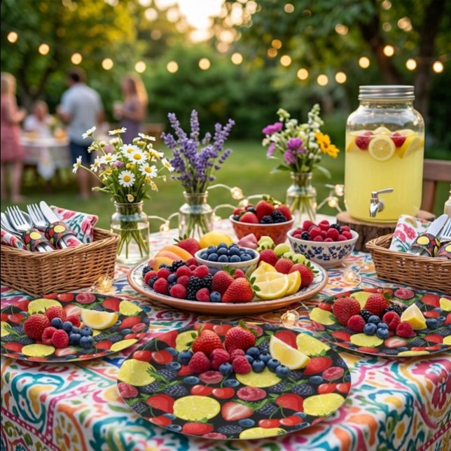 Berry Sweet Fruit Pattern Birthday Paper Plate (Creator Uploaded)