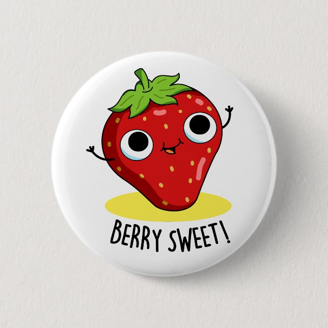 Berry Sweet Funny Strawberry Pun  2 Inch Round Button (Front)