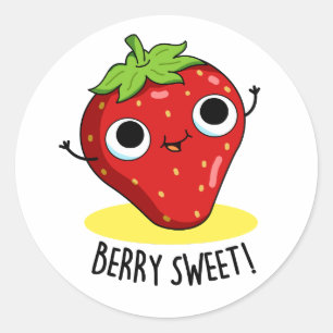 Berry Sweet Funny Strawberry Pun  Classic Round Sticker