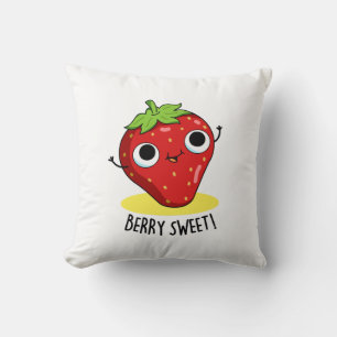 Berry Sweet Funny Strawberry Pun  Throw Pillow