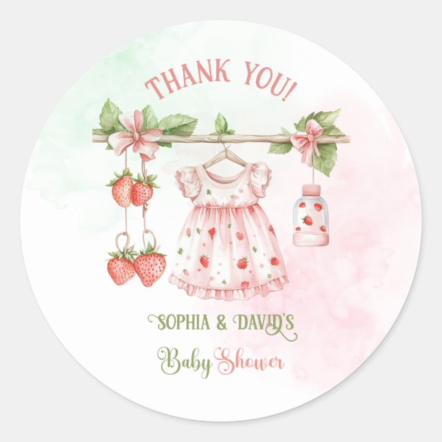 Berry Sweet Girl Baby Shower  Classic Round Sticker (Front)