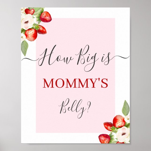 Berry Sweet How Big is Mommy's Belly sign (Front)