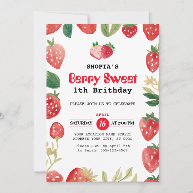 Berry Sweet Invitation d'anniversaire (Devant)