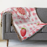 Berry Sweet Love Strawberry Gingham Bride gift  Throw Blanket<br><div class="desc">Introducing our "Berry Sweet Love" Throw Rug, the perfect fusion of vintage charm and modern country elegance. This delightful blanket captures the essence of a bachelorette party, hen night, or bridal shower with its retro vintage vibes and sweet strawberry design. Picture your riverside picnic brunch adorned with this cozy throw...</div>