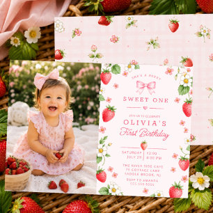 Berry Sweet One Birthday Invitation