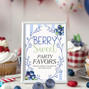 Berry Sweet Party Favor Blueberry Sign Invitation