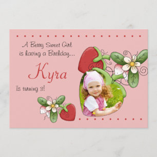 Berry Sweet - Photo Birthday Party  Invitation