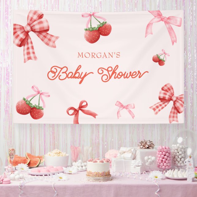 Berry Sweet Pink Coquette Baby Shower Banner (Party)