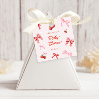 Berry Sweet Pink Coquette Baby Shower Favour Tags