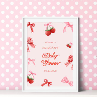 Berry Sweet Pink Coquette Baby Shower Poster