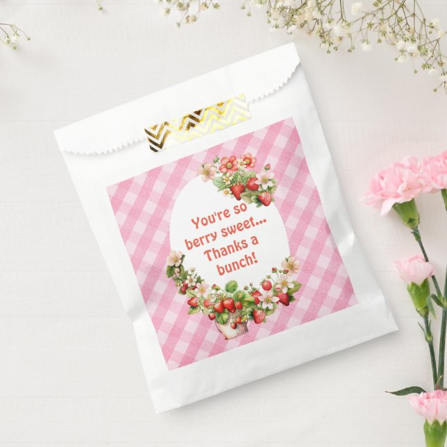 Berry Sweet Pink Gingham Baby Shower Favour Bag (Sealed)