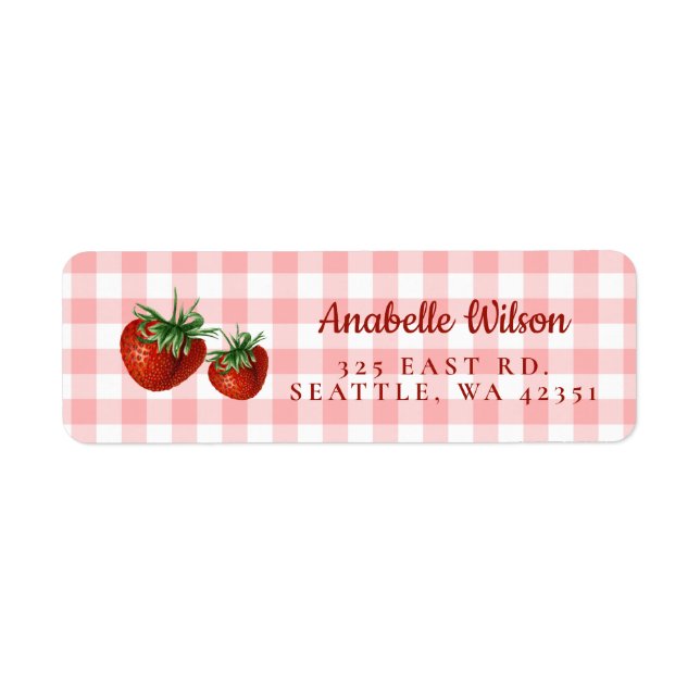 Berry Sweet Pink Plaid Strawberries  (Front)