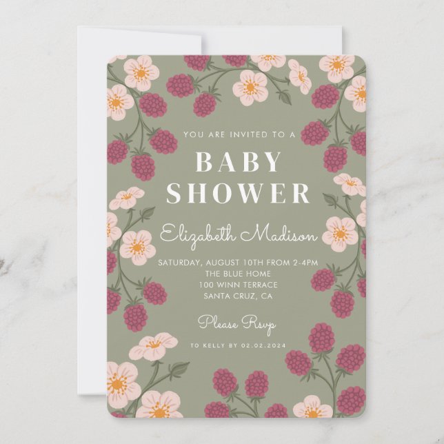 Berry Sweet raspberry Baby Shower Invitation (Front)