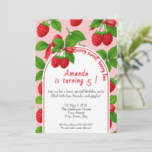 Berry Sweet Raspberry Kids Birthday Invitation