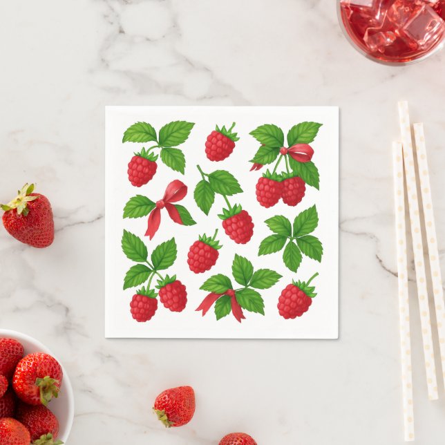 Berry Sweet Raspberry Kids Birthday Party Napkin (Insitu)