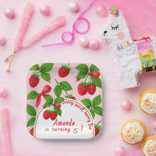 Berry Sweet Raspberry Kids Birthday Party - Paper Plate