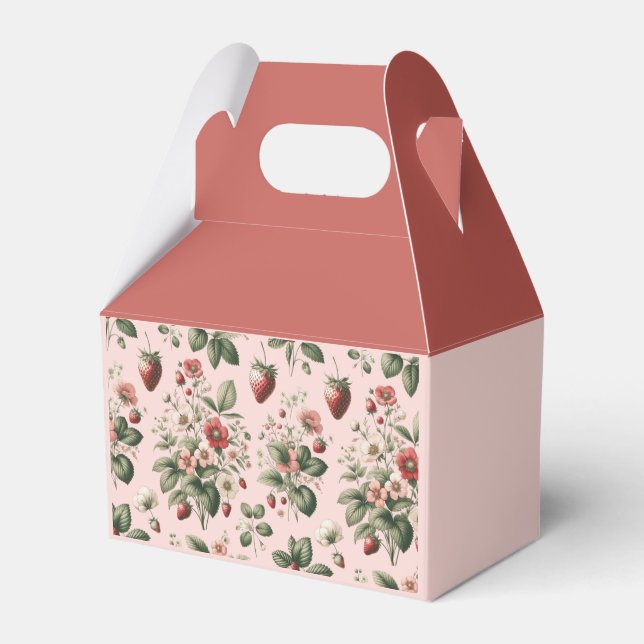 Berry Sweet Red and Pink Strawberry Favor Box (Front Side)