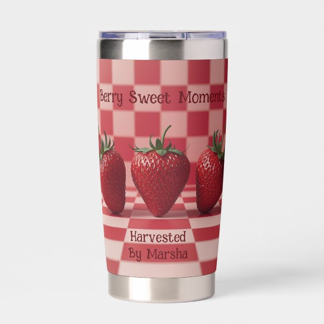Berry Sweet Red Chequered Strawberry Tumbler (Front)