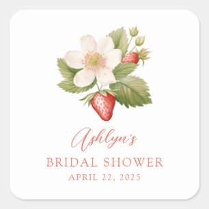 Berry Sweet Red Strawberry Bridal Shower Sticker