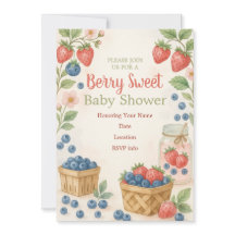 Berry Sweet Rustic Design Baby Shower Invitation 