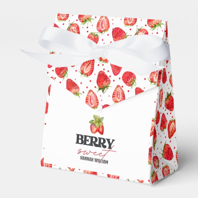 Berry Sweet Strawberries Baby Shower Favor Box (Front Side)