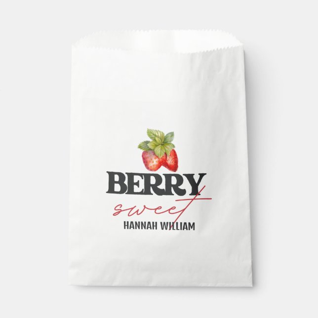 Berry Sweet Strawberries Baby Shower Favour Bag (Front)