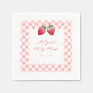 Berry Sweet Strawberries Theme Baby Shower Party Napkin
