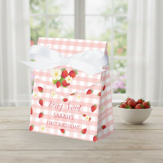 Berry Sweet Strawberry 1st Birthday Party Gift  Favor Box