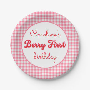 Berry Sweet Strawberry 1st Birthday Party Paper Plate