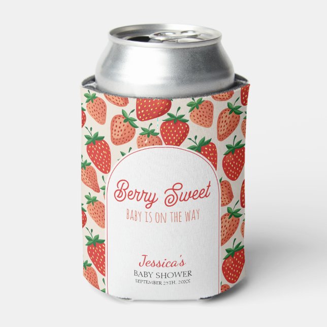 Berry Sweet Strawberry Baby Shower Cooler (Can Front)
