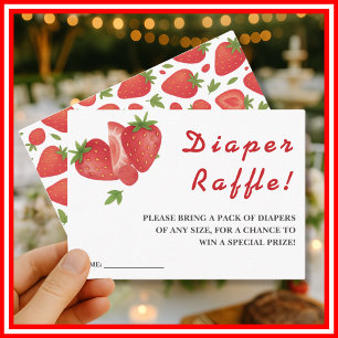 Berry Sweet Strawberry Baby Shower Diaper Raffle Enclosure Card