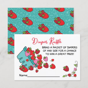 Berry Sweet Strawberry Baby Shower Diaper Raffle Invitation