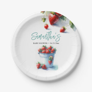 Berry Sweet Strawberry Baby Shower Disposable Paper Plate