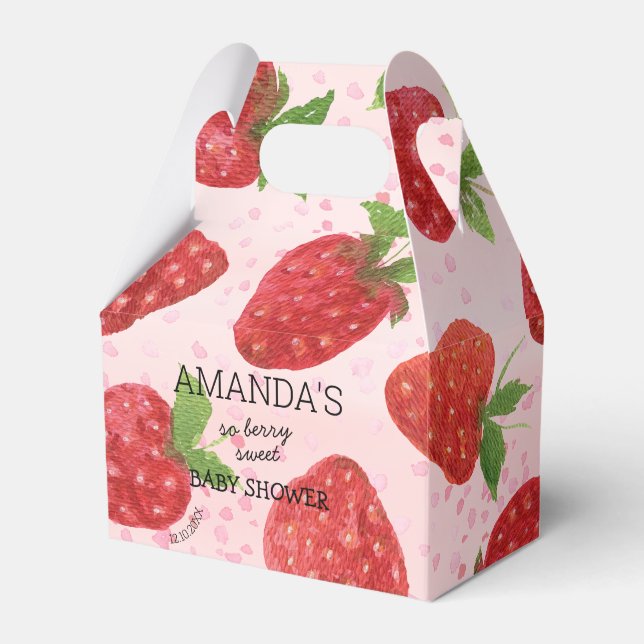 Berry Sweet Strawberry Baby Shower  Favor Box (Front Side)