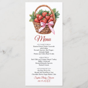 Berry Sweet Strawberry Baby Shower Flat Menu