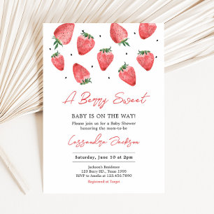 Berry Sweet Strawberry Baby Shower  Invitation