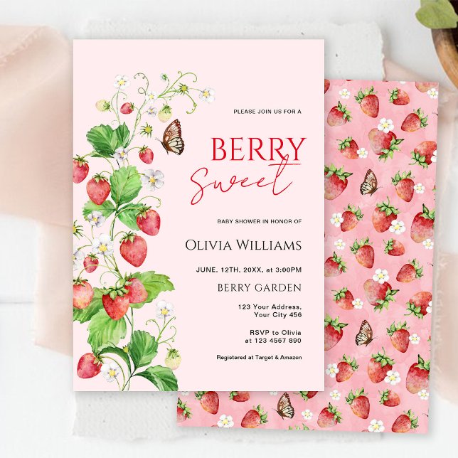 Berry Sweet Strawberry Baby Shower Invitation (Creator Uploaded)