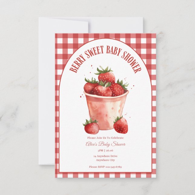 Berry Sweet Strawberry Baby Shower Invitation (Front)