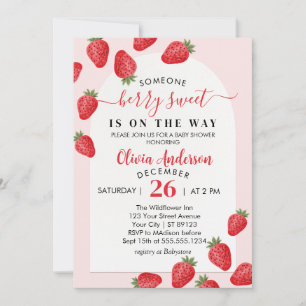 Berry Sweet Strawberry Baby Shower Invitation