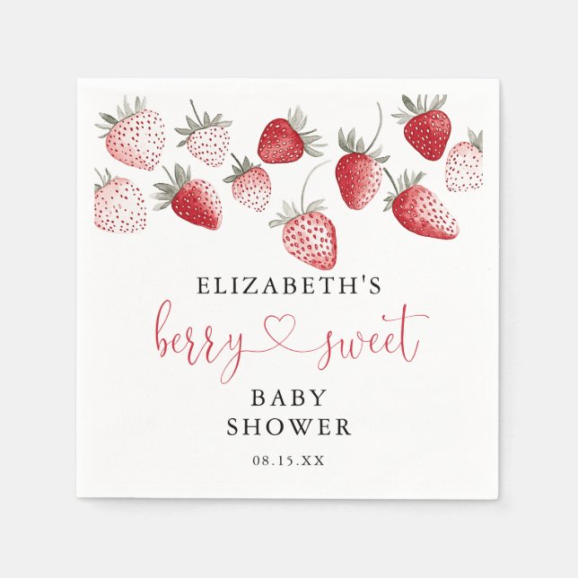 Berry Sweet Strawberry Baby Shower Napkin (Front)