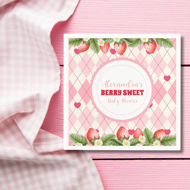 Berry Sweet Strawberry Baby Shower  Napkin (Creator Uploaded)