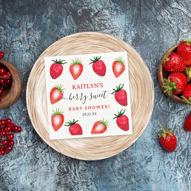 Berry Sweet Strawberry Baby Shower Napkin (Creator Uploaded)