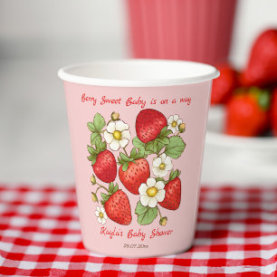 Berry sweet strawberry baby shower paper cups