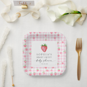 Berry Sweet Strawberry Baby Shower Paper Plate