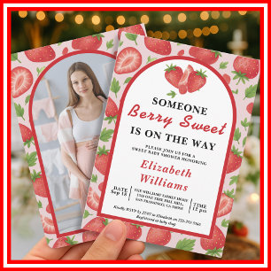 Berry Sweet Strawberry Baby Shower PHOTO Invitation