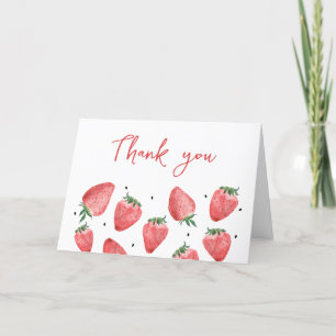 Berry Sweet Strawberry Baby Shower  Thank You Card