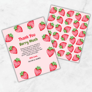 Berry Sweet Strawberry Baby Shower Thank You Card 