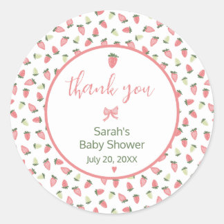 Berry Sweet Strawberry Baby Shower Thank You Classic Round Sticker