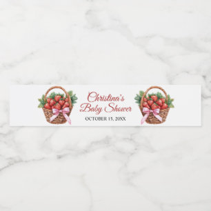 Berry Sweet Strawberry Baby Shower Water Bottle Label