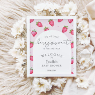 Berry Sweet Strawberry Baby Shower Welcome Poster